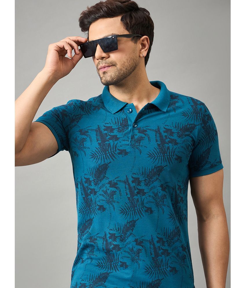     			zigo Pack of 1 Cotton Blend Regular Fit Printed Half Sleeves Men's Polo T Shirt ( Teal Blue )