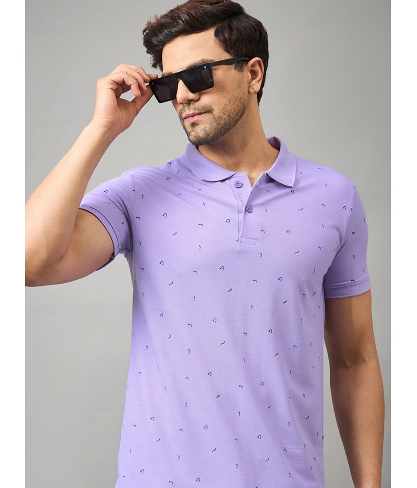     			zigo Cotton Blend Regular Fit Printed Half Sleeves Men's Polo T Shirt - Lavender ( Pack of 1 )