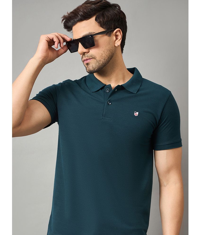     			zigo Cotton Blend Regular Fit Solid Half Sleeves Men's Polo T Shirt - Dark Green ( Pack of 1 )