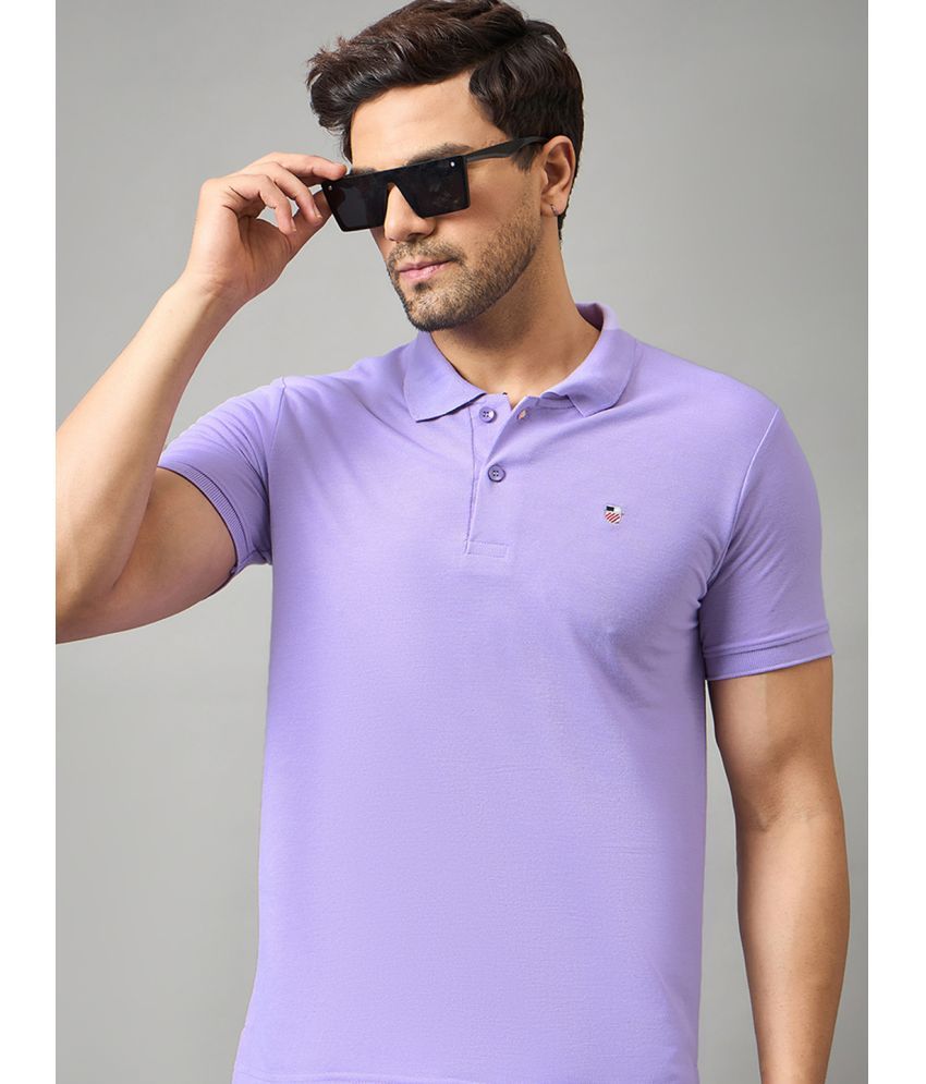     			zigo Pack of 1 Cotton Blend Regular Fit Solid Half Sleeves Men's Polo T Shirt ( Lavender )