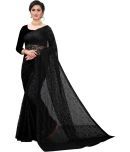 Saadhvi Net Embellished Saree With Blouse Piece - Black ( Pack of 1 )