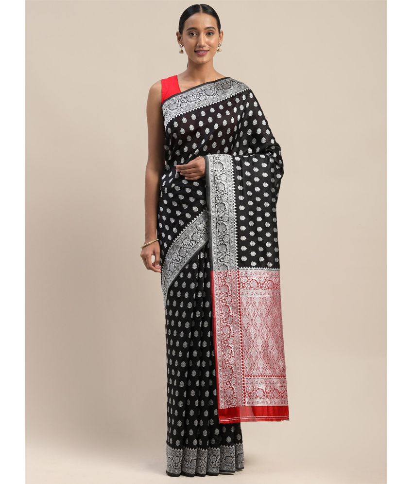     			Aarrah Silk Blend Dyed Saree With Blouse Piece - Black ( Pack of 1 )