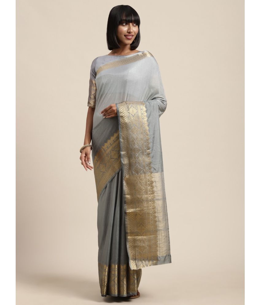     			Aarrah Silk Blend Embellished Saree With Blouse Piece - Grey ( Pack of 1 )
