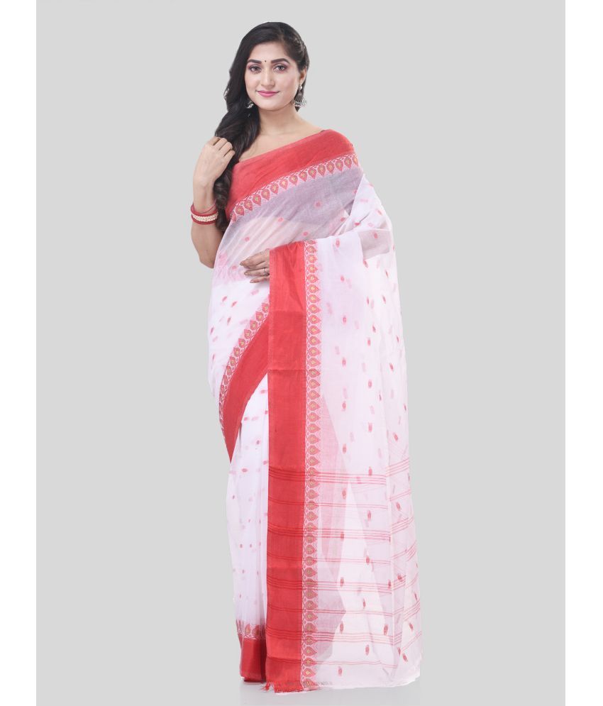     			Desh Bidesh Cotton Self Design Saree Without Blouse Piece - White ( Pack of 1 )