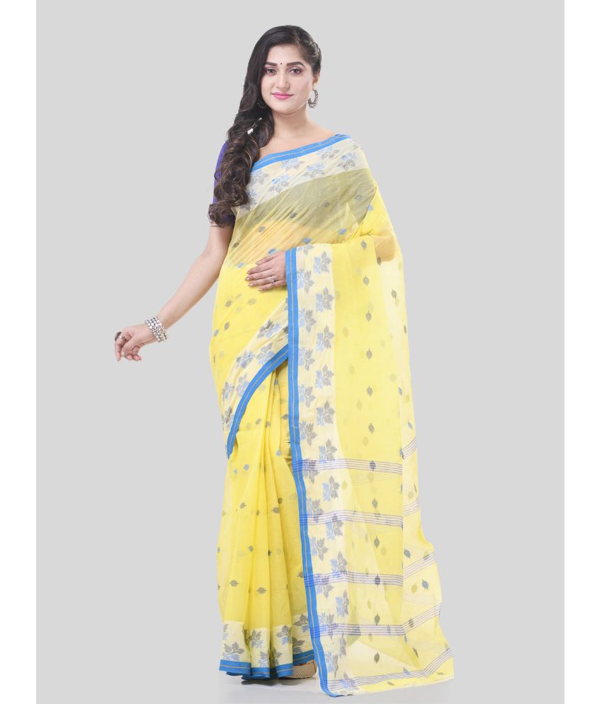     			Desh Bidesh Cotton Woven Saree Without Blouse Piece - Yellow ( Pack of 1 )