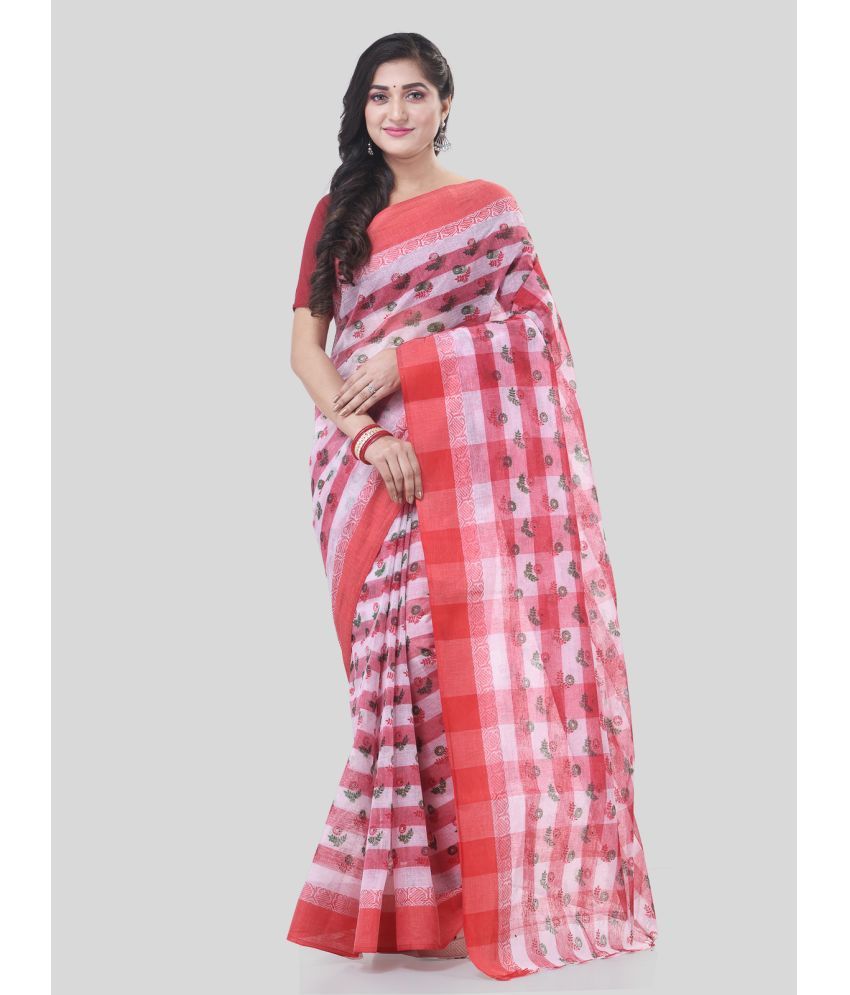     			Desh Bidesh Cotton Woven Saree Without Blouse Piece - Red ( Pack of 1 )