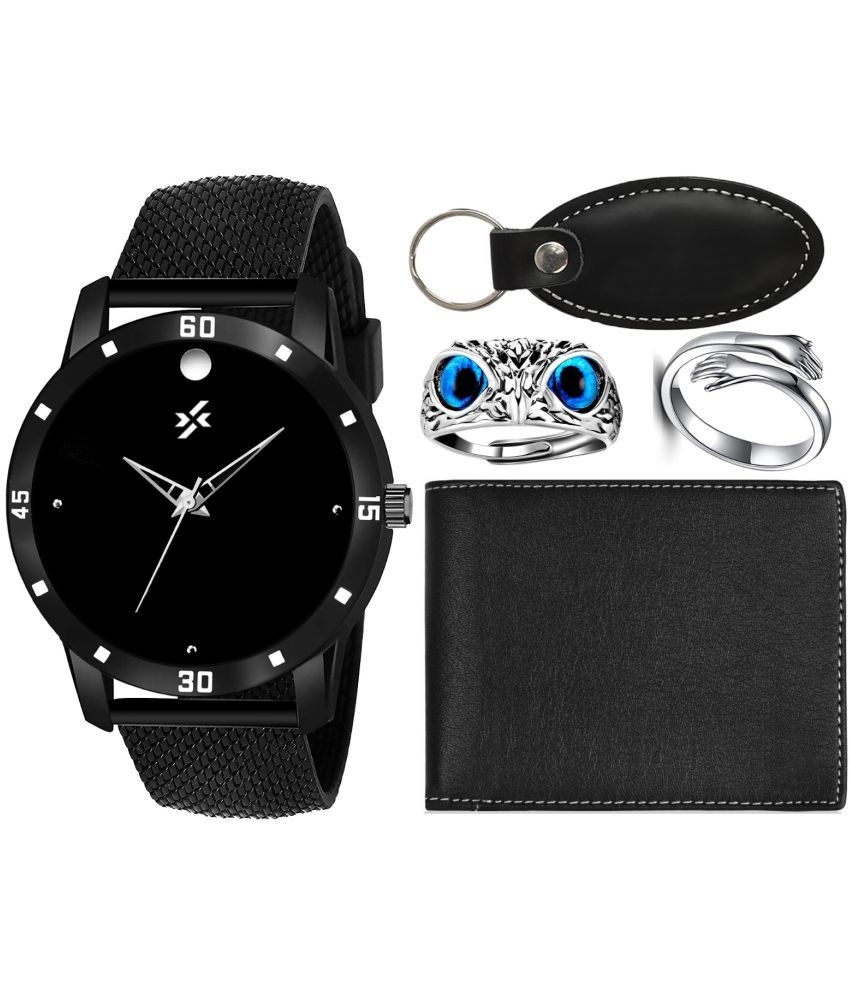     			HMCT Black PU Analog Men's Watch