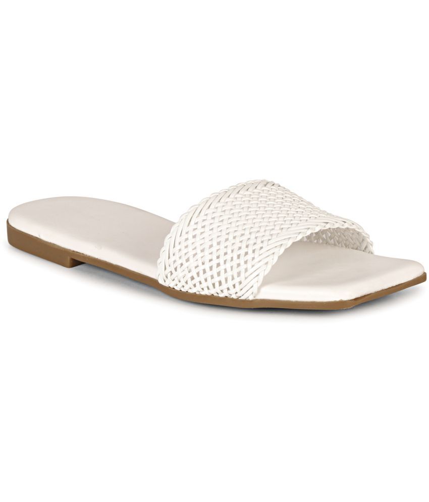     			Ishransh White Women's Flats