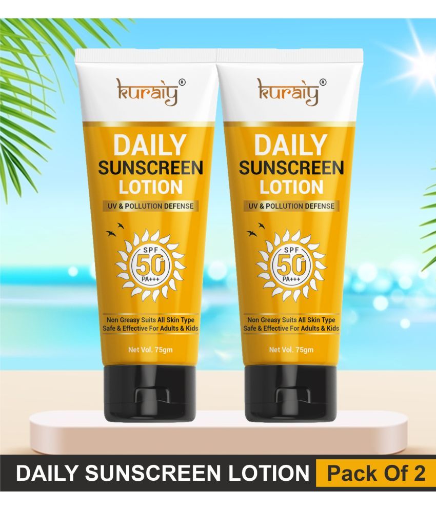     			KURAIY SPF 50 PA+++ Sunscreen UV Lotion sunblock 75ML PACK OF 2