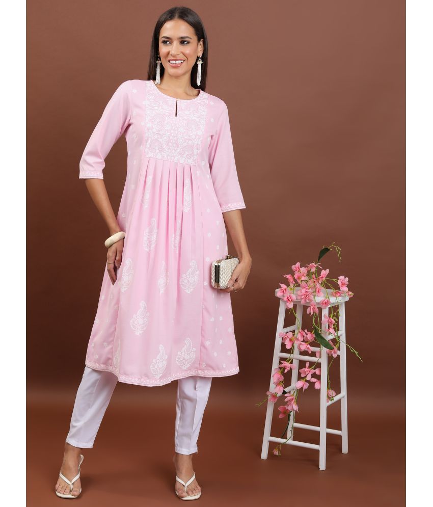     			Ketch Polyester Printed A-line Women's Kurti - Pink ( Pack of 1 )