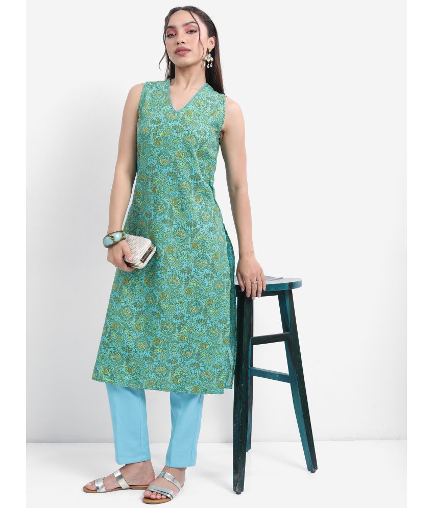     			Ketch Polyester Printed Straight Women's Kurti - Green ( Pack of 1 )