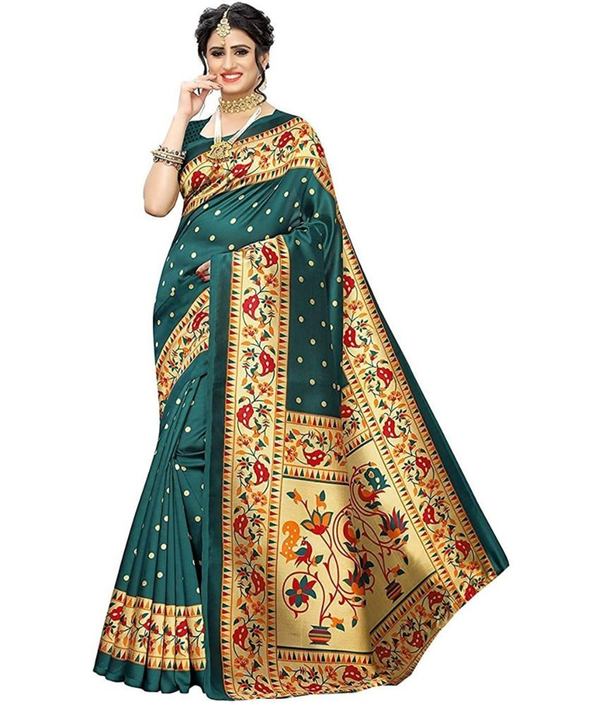     			Saadhvi Art Silk Printed Saree With Blouse Piece - Multicolour ( Pack of 1 )