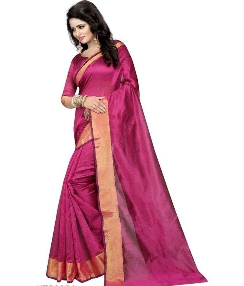     			Saadhvi Art Silk Self Design Saree With Blouse Piece - Purple ( Pack of 1 )