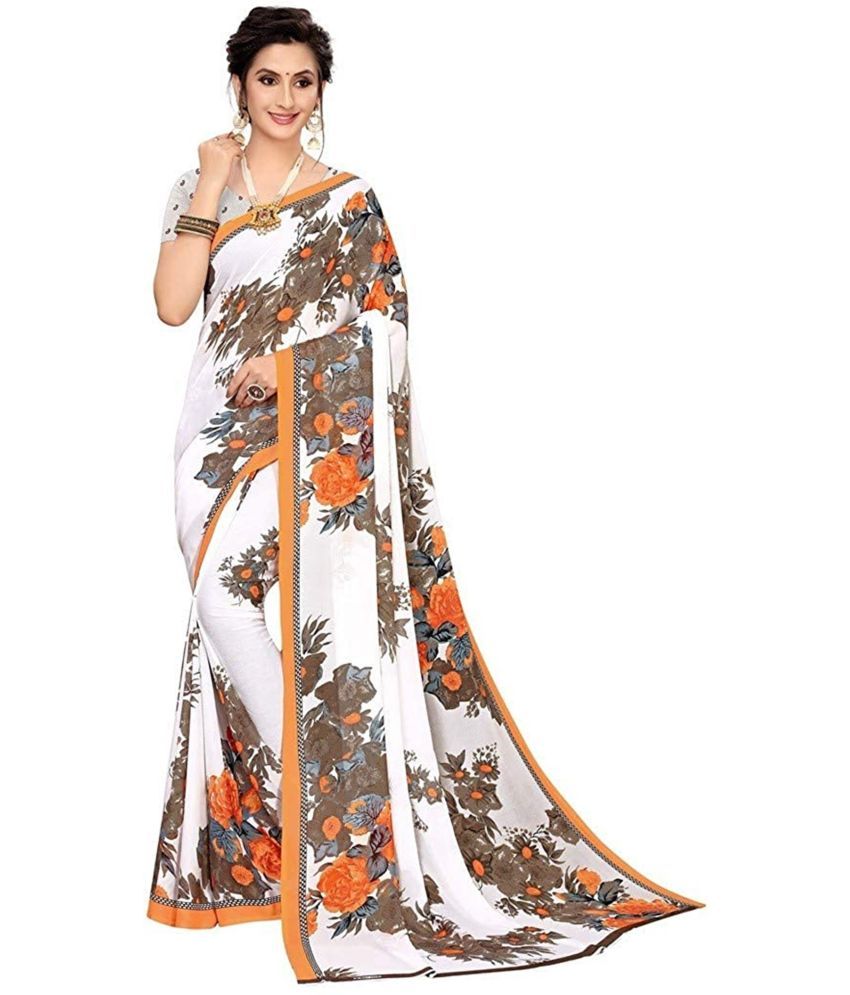     			Saadhvi Georgette Printed Saree With Blouse Piece - Multicolour ( Pack of 1 )