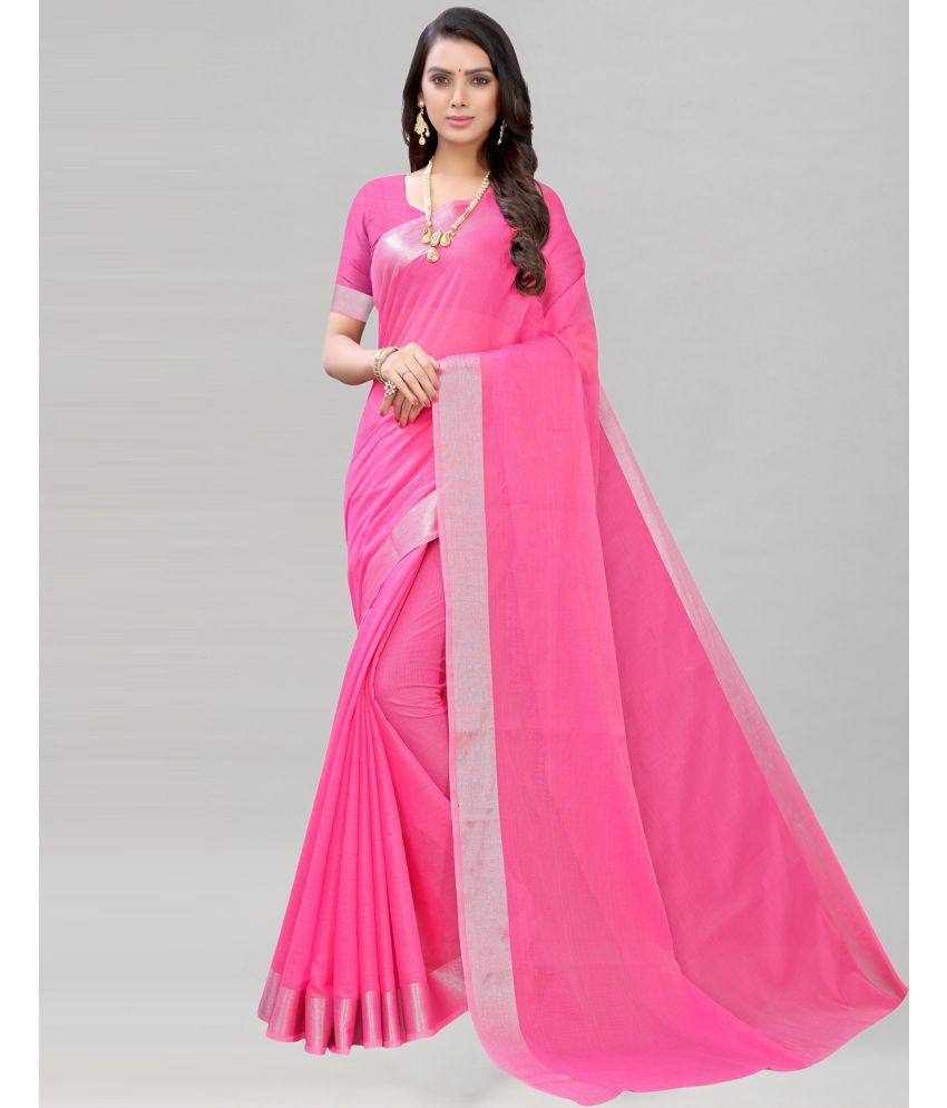     			Sadhvi Cotton Blend Self Design Saree With Blouse Piece - Pink ( Pack of 1 )