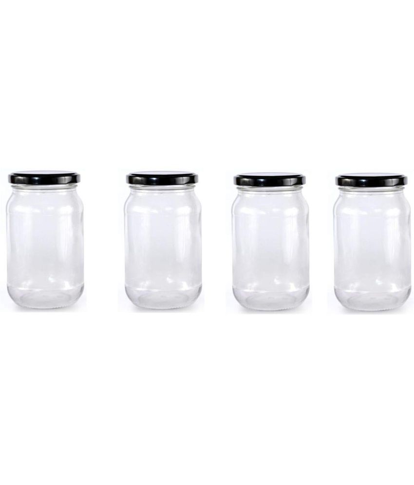     			Somil  Glass Container Glass Transparent Cookie Container ( Set of 4 )