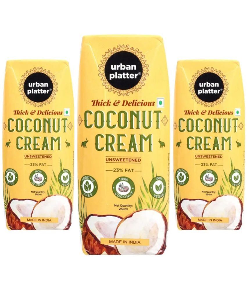     			Urban Platter Unsweetened Coconut Cream, 250ml [Pack of 3]
