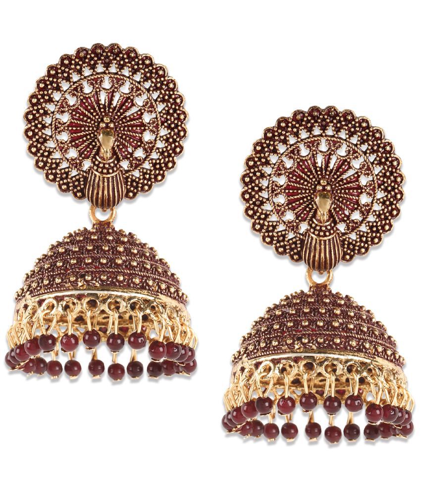     			AATMANA Maroon Jhumki Earrings ( Pack of 1 )