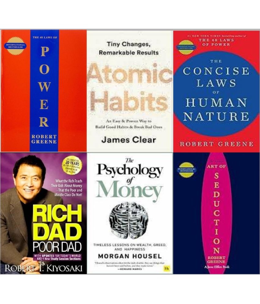     			Concise Art Of Seduction + 48 Laws Of Power + The Concise Laws Of Human Nature + Atomic Habits + The Psychology of Money + Rich Dad Poor Dad