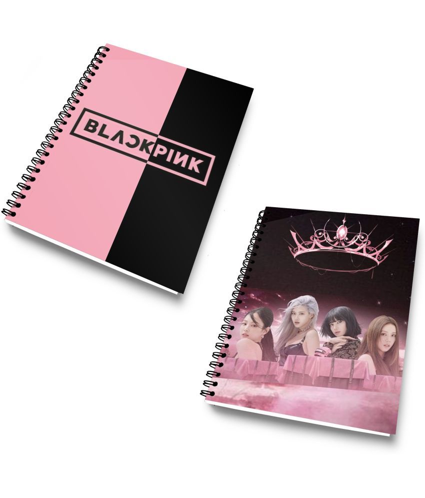     			DI-KRAFT Diary Combo Pack | Printed Diary combo Pack | BTS New Collection A5 Diary Unruled 120 Pages (Black and Pink, Pack of 2)