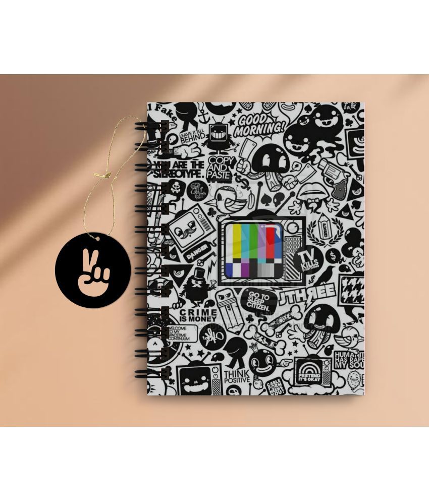     			DI-KRAFT Doodling Art Notebook for Gift , home & office use spiral diary with Dangler(6*8 Inch) A5 Diary Unruled 160 Pages (Multicolor)