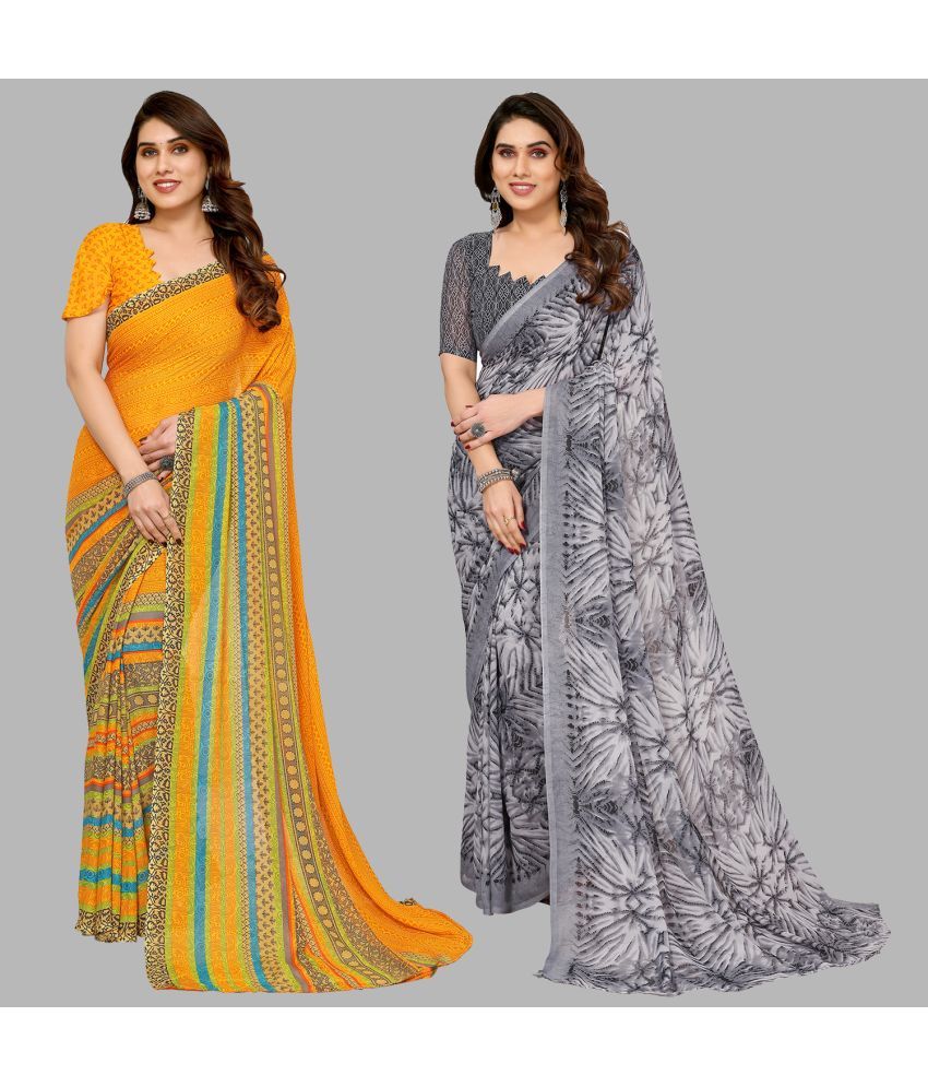     			ANAND SAREES Georgette Printed Saree With Blouse Piece - Multicolor ( Pack of 2 )