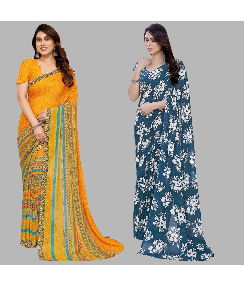     			ANAND SAREES Georgette Printed Saree With Blouse Piece - Multicolor ( Pack of 2 )