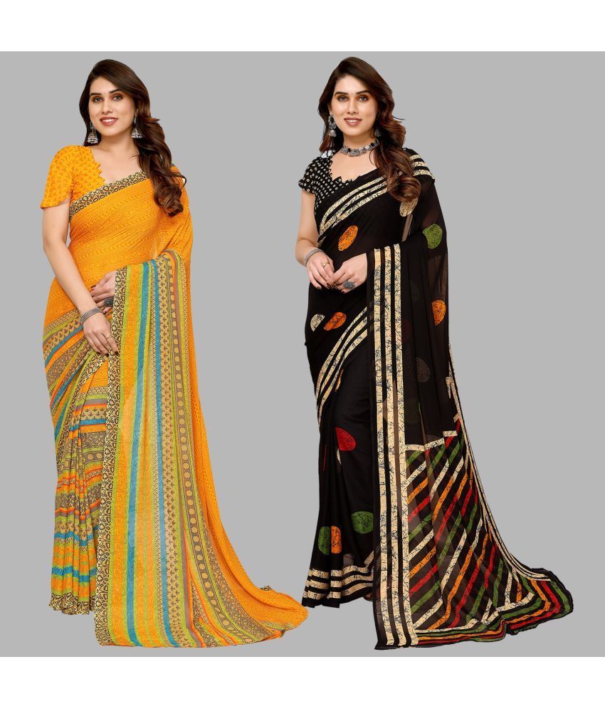     			ANAND SAREES Georgette Printed Saree With Blouse Piece - Multicolor ( Pack of 2 )