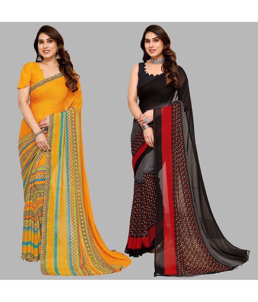     			ANAND SAREES Georgette Printed Saree With Blouse Piece - Multicolor ( Pack of 2 )