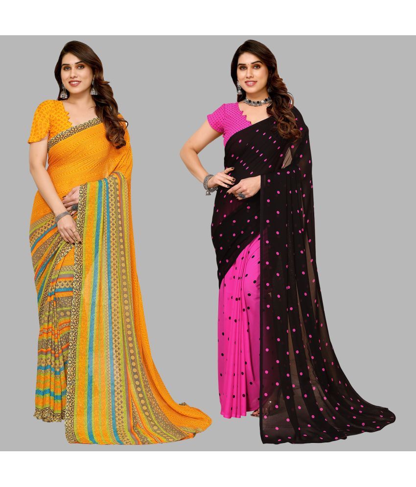     			ANAND SAREES Georgette Printed Saree With Blouse Piece - Multicolor ( Pack of 2 )