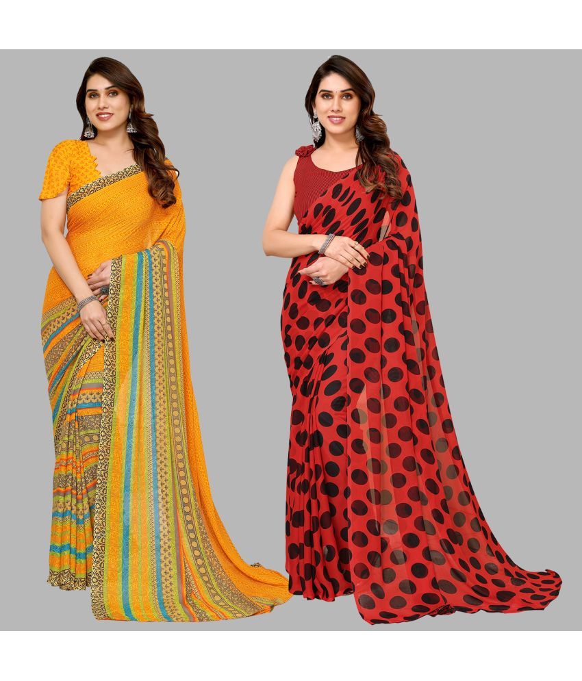     			ANAND SAREES Georgette Printed Saree With Blouse Piece - Multicolor ( Pack of 2 )