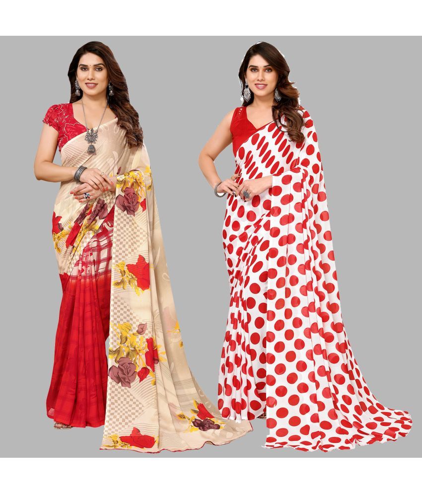     			ANAND SAREES Georgette Printed Saree With Blouse Piece - Multicolor ( Pack of 2 )