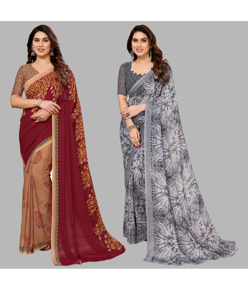     			ANAND SAREES Georgette Printed Saree With Blouse Piece - Multicolor ( Pack of 2 )