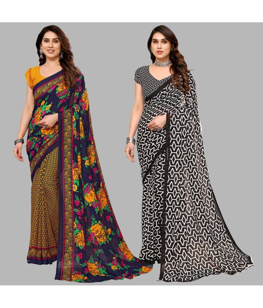     			ANAND SAREES Georgette Printed Saree With Blouse Piece - Multicolor ( Pack of 2 )