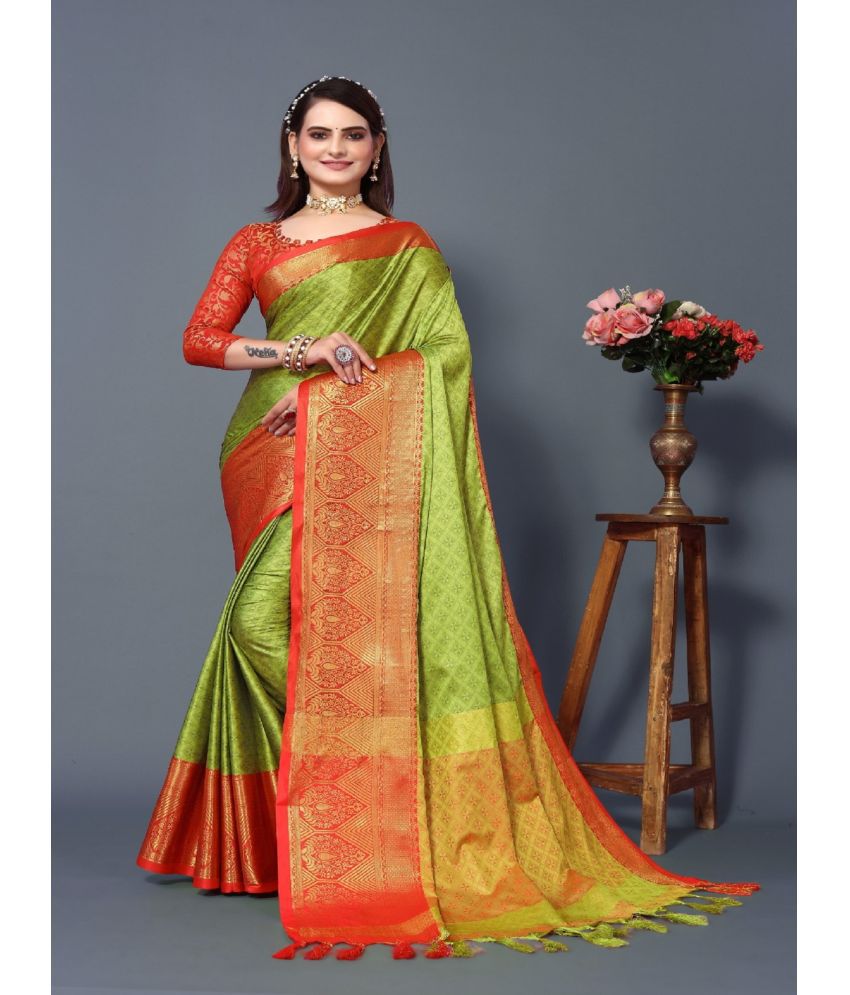     			Aika Banarasi Silk Embellished Saree With Blouse Piece - Multicolor ( Pack of 1 )