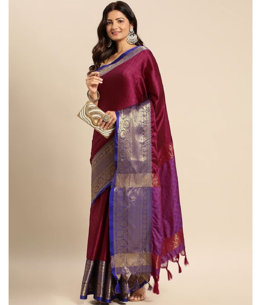     			Aika Banarasi Silk Embellished Saree With Blouse Piece - Pink ( Pack of 1 )