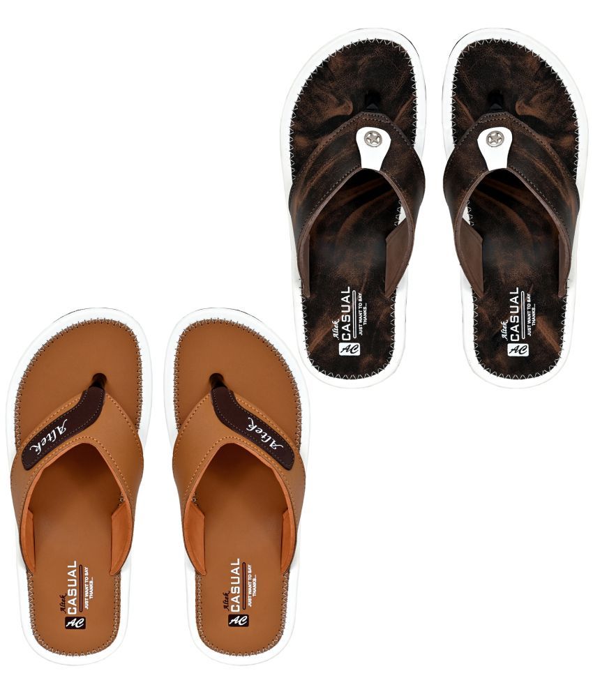     			Altek Brown Men's Thong Flip Flop