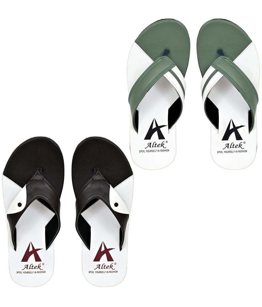     			Altek Green Men's Thong Flip Flop