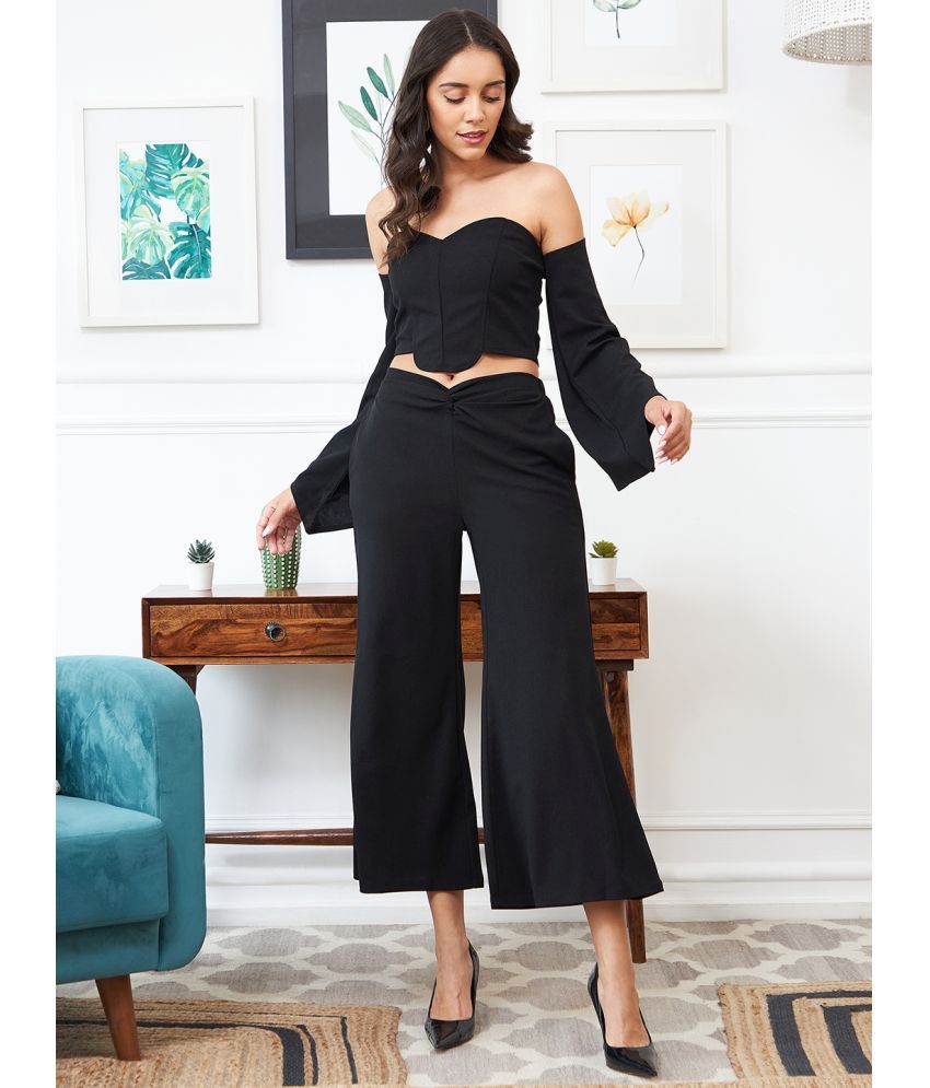     			Athena Black Solid Pant Top Set