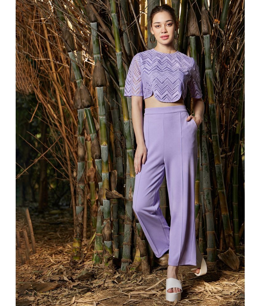     			Athena Lavender Self Design Pant Top Set