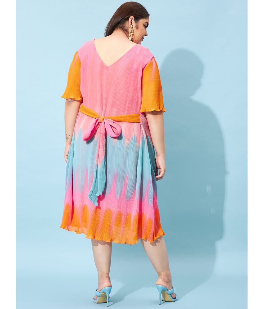     			Athena Polyester Dyed Midi Women's A-line Dress - Orange ( Pack of 1 )