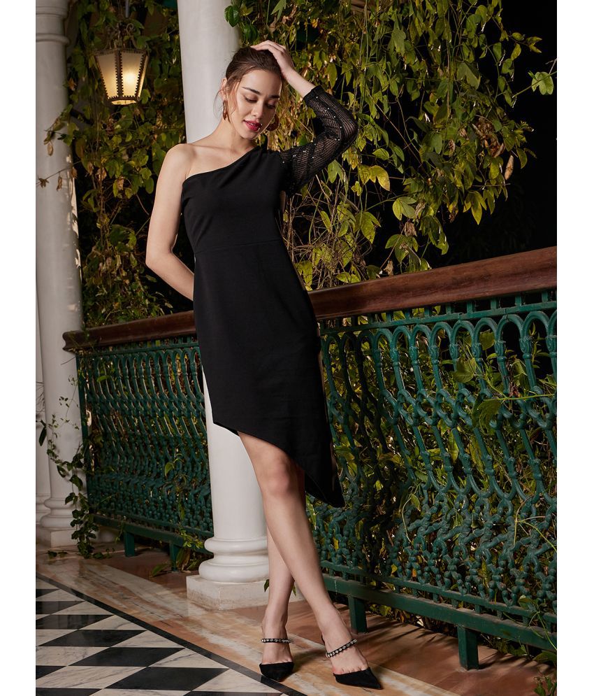     			Athena Polyester Embellished Midi Women's Bodycon Dress - Black ( Pack of 1 )