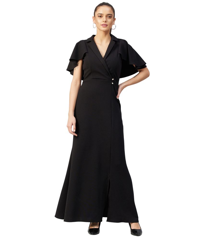     			Athena Polyester Solid Full Length Women's Fit & Flare Dress - Black ( Pack of 1 )