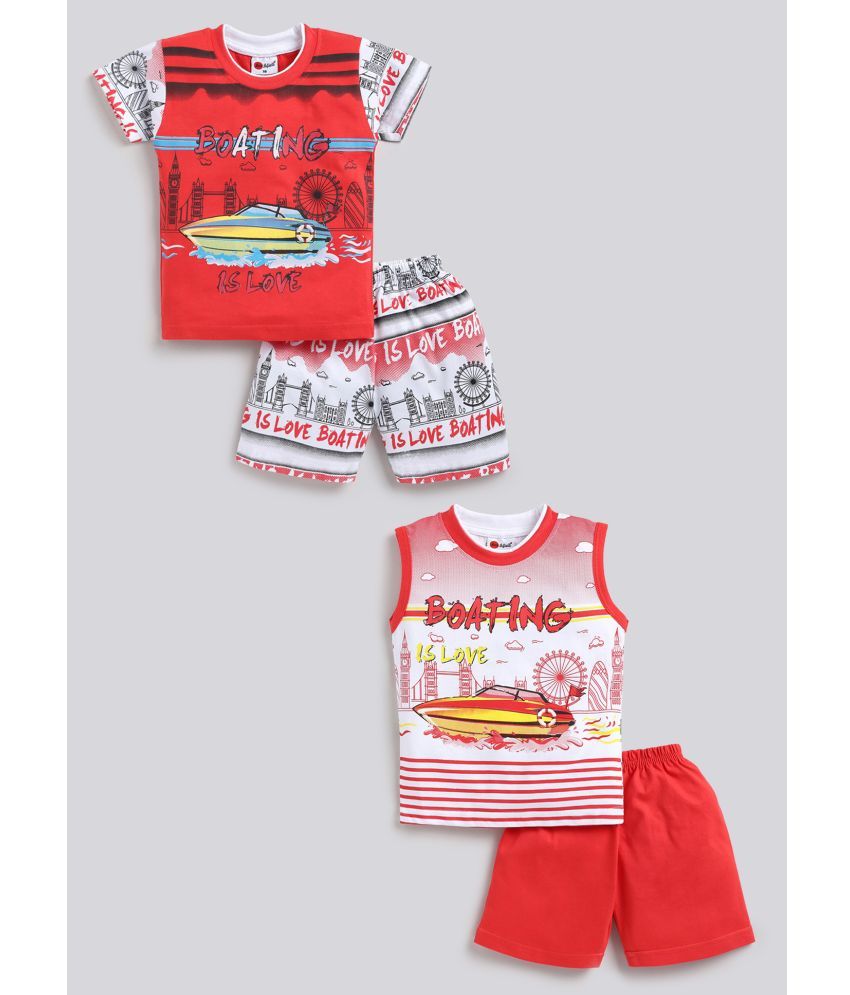     			Mars Infiniti Red Cotton Boys T-Shirt & Shorts ( Pack of 2 )