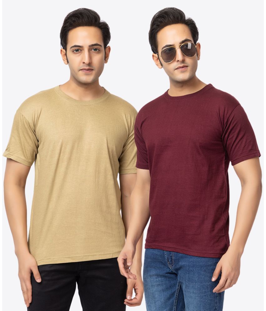    			VAZO Cotton Blend Regular Fit Solid Half Sleeves Men's T-Shirt - Maroon ( Pack of 1 )