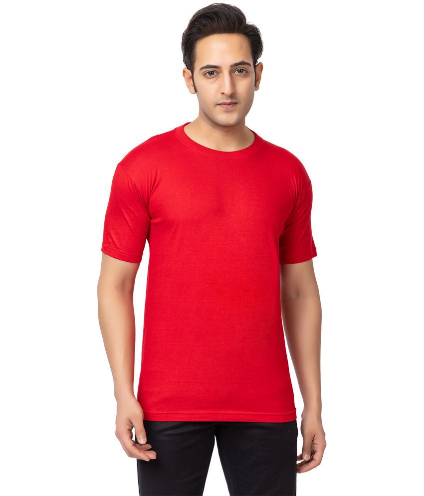     			VAZO Cotton Blend Regular Fit Solid Half Sleeves Men's T-Shirt - Red ( Pack of 1 )