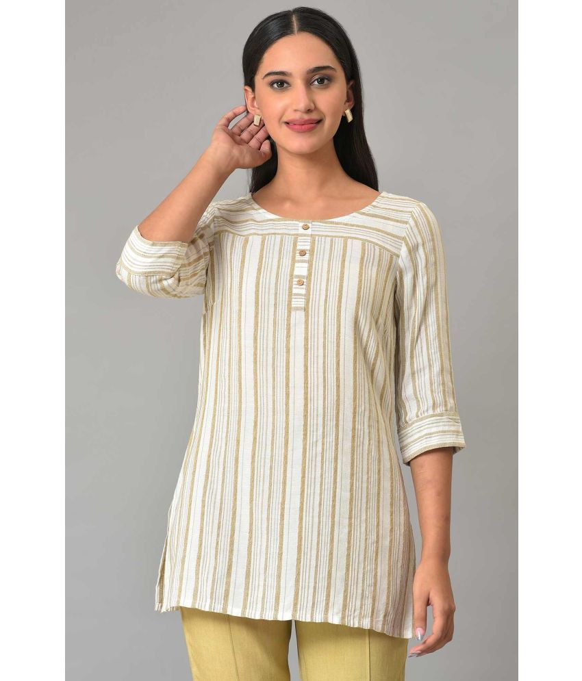     			Aurelia Cotton Blend Dyed Straight Women's Kurti - Beige ( Pack of 1 )