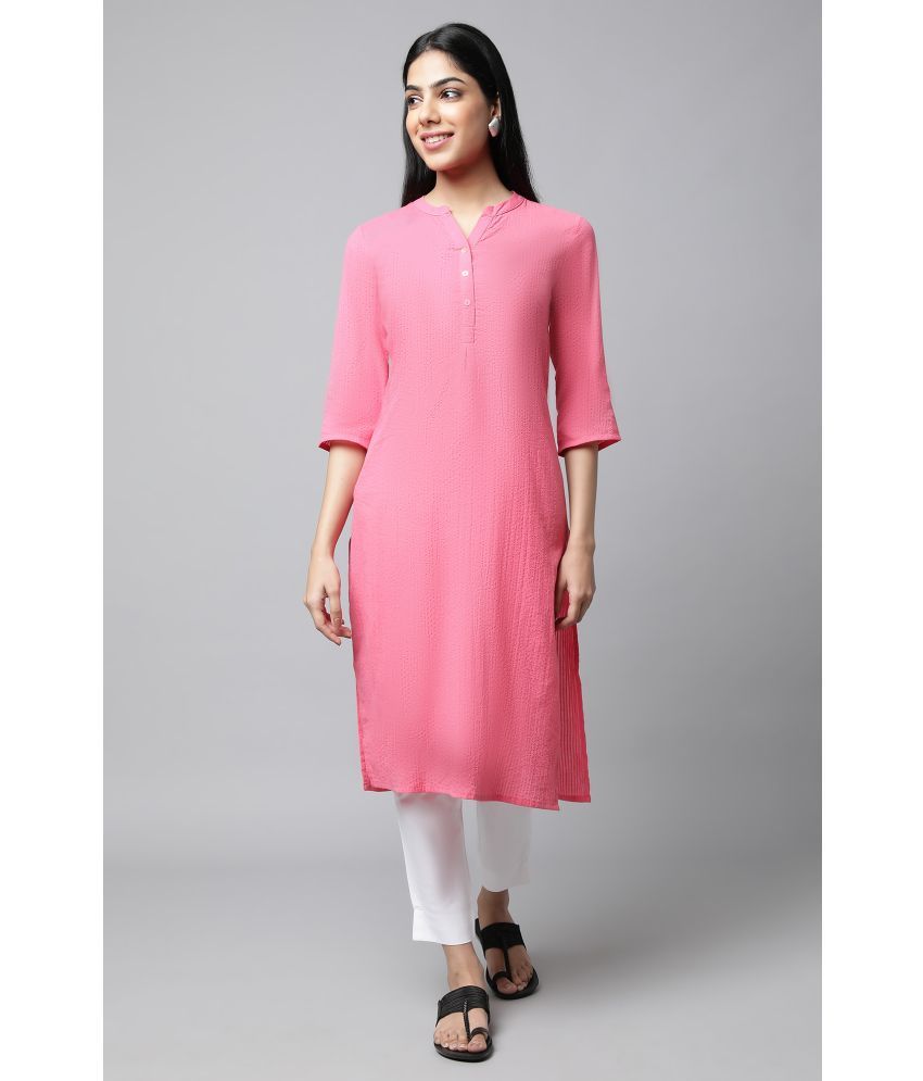     			Aurelia Cotton Blend Solid Straight Women's Kurti - Pink ( Pack of 1 )