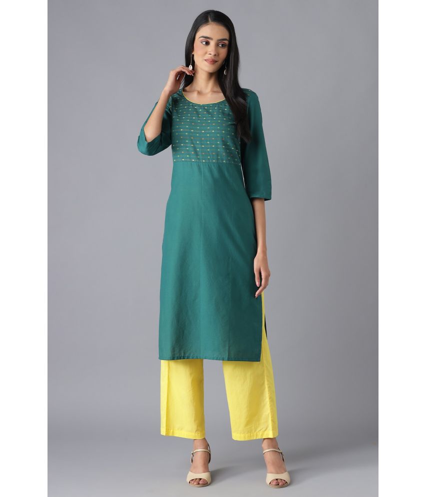     			Aurelia Cotton Dyed Kurti With Pants Women's Stitched Salwar Suit - Green ( Pack of 1 )