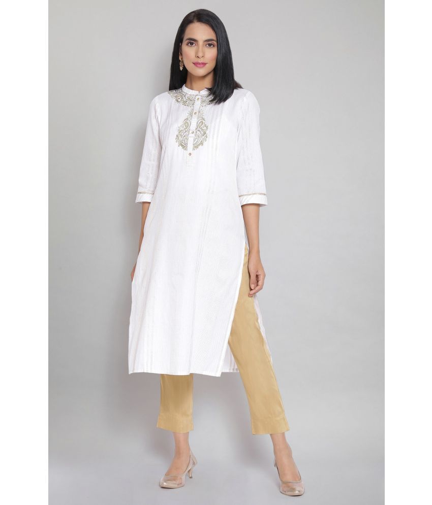     			Aurelia Cotton Dyed Straight Women's Kurti - White ( Pack of 1 )